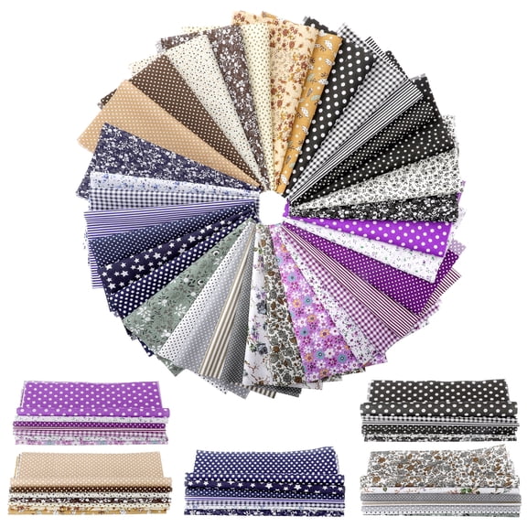 TSV 9.8'' x 9.8'' Quilt Fabric, 35pcs Printed Cotton Fabric for DIY Craft, Sewing, Scrapbooking