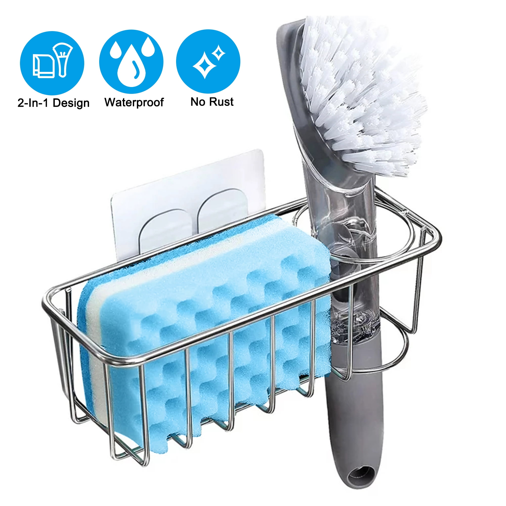 2 Pack Dish Brush Holder, Kitchen Clear Acrylic Sink Caddy Organizer,  Vertical Scrub Brush Holder - Secure Suction Seals to Kitchen Sink(Clear)
