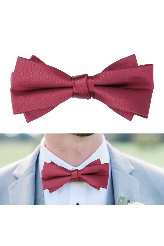 Mens Bowties, Pre-tied Shape Clip on Bowtie, Solid Men Formal Wear with Gift Box
