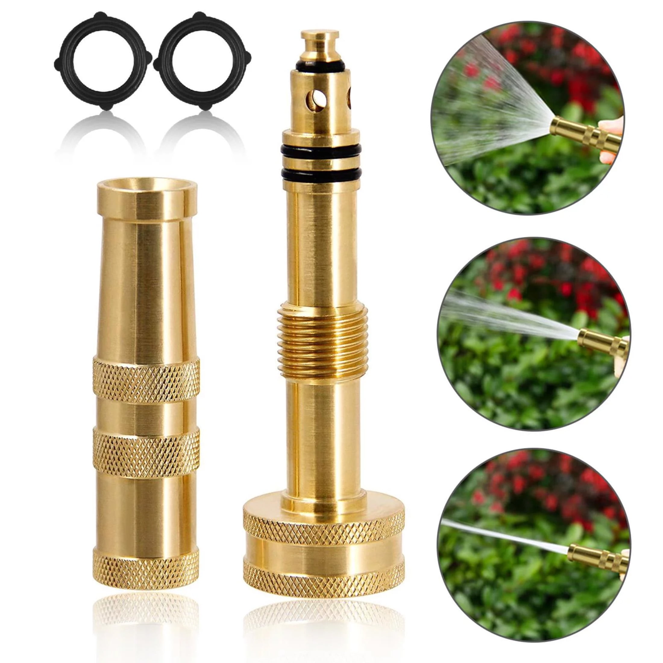 EEEKit Solid Brass Garden Hose Nozzle - Heavy Duty, Adjustable Spray - High Pressure Watering & Cleaning