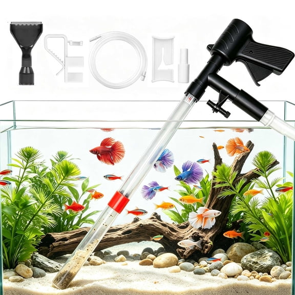 EEEkit Aquarium Gravel Cleaner, Fish Tank Vacuum and Water Changer with Manual Siphon Pump, Glass Scraper, 79 in Hose