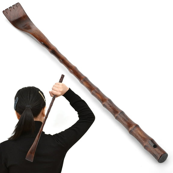 EEEkit Back Scratcher for Adults, Wooden Backscratcher for Itching Relief with Long Handle, Red