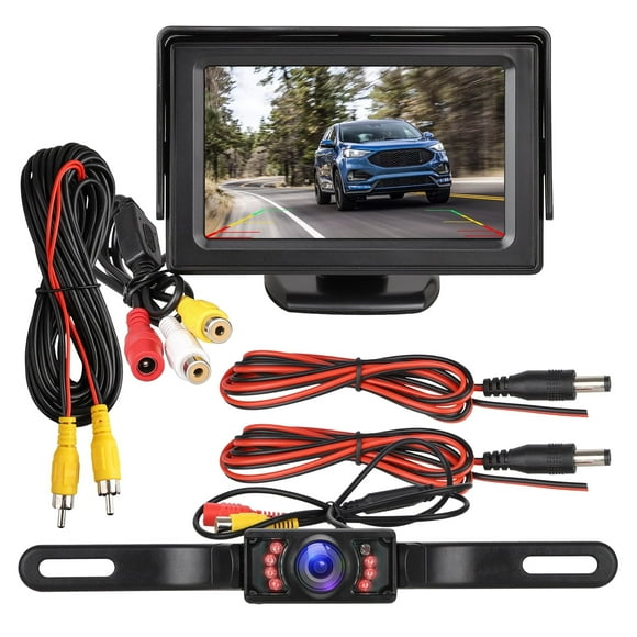 EEEkit Backup Camera and Monitor Kit, Waterproof HD Night Vision Reverse Cam with 7 IR LED Lights, 4.3" Display Monitor for Car, Universal for Vehicle, SUV, Van, Camper