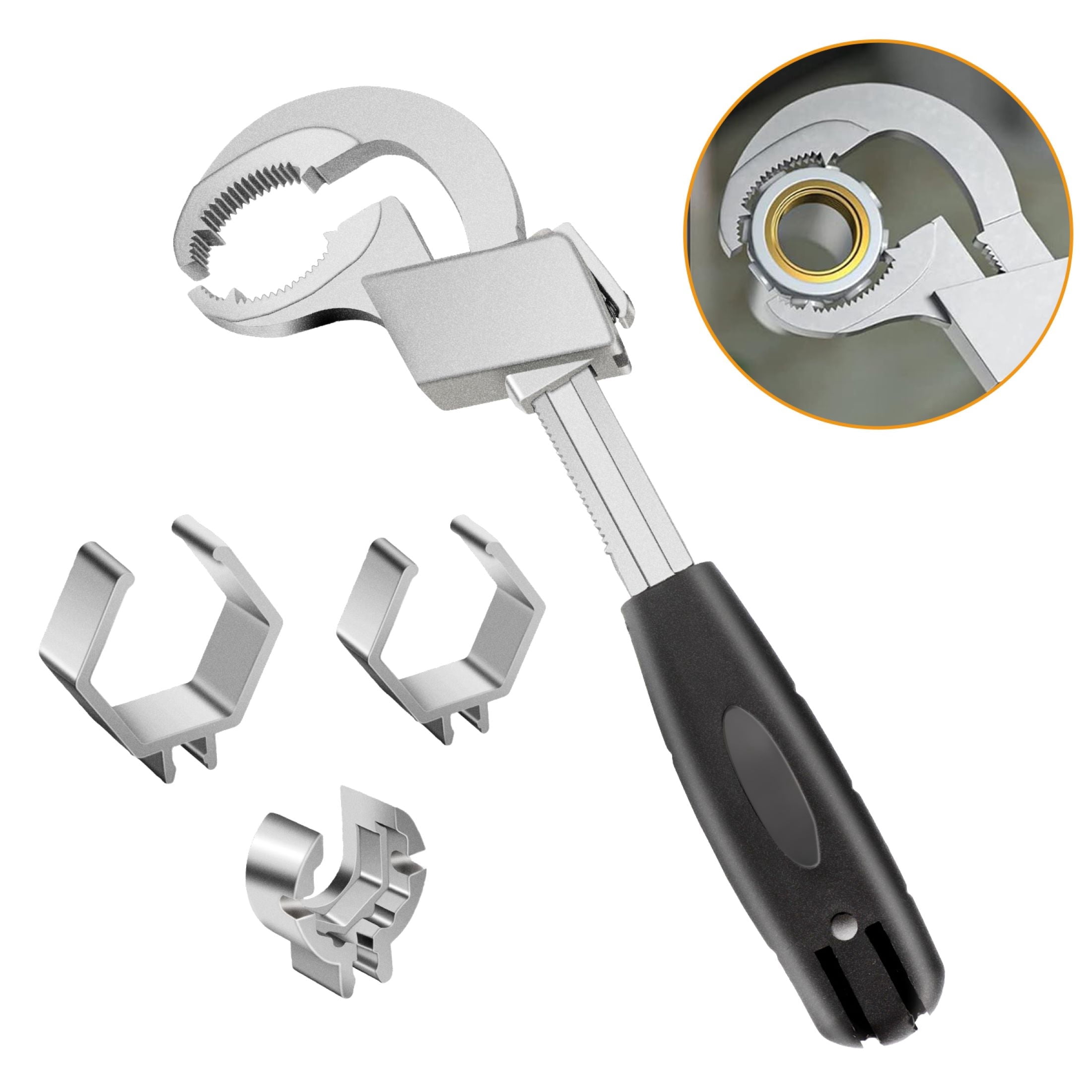 EEEkit Bathroom Pipe Wrench with 3 Interchangeable Chucks, Adjustable ...