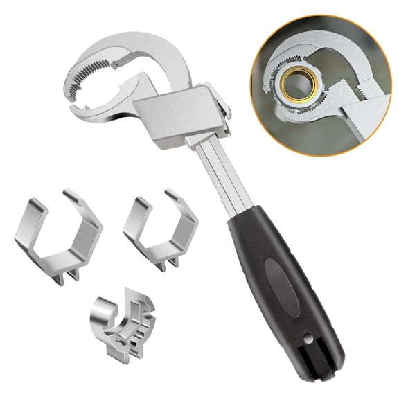 EEEkit Bathroom Pipe Wrench with 3 Interchangeable Chucks, Adjustable Plumbing Wrench for Sink Drain and P-Trap