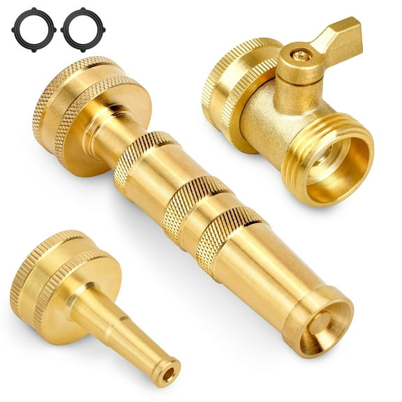 EEEkit Brass Twist Hose Nozzle, High-Pressure Jet Nozzle, Garden Hose Connector with Shut Off Valve, 3/4" Thread