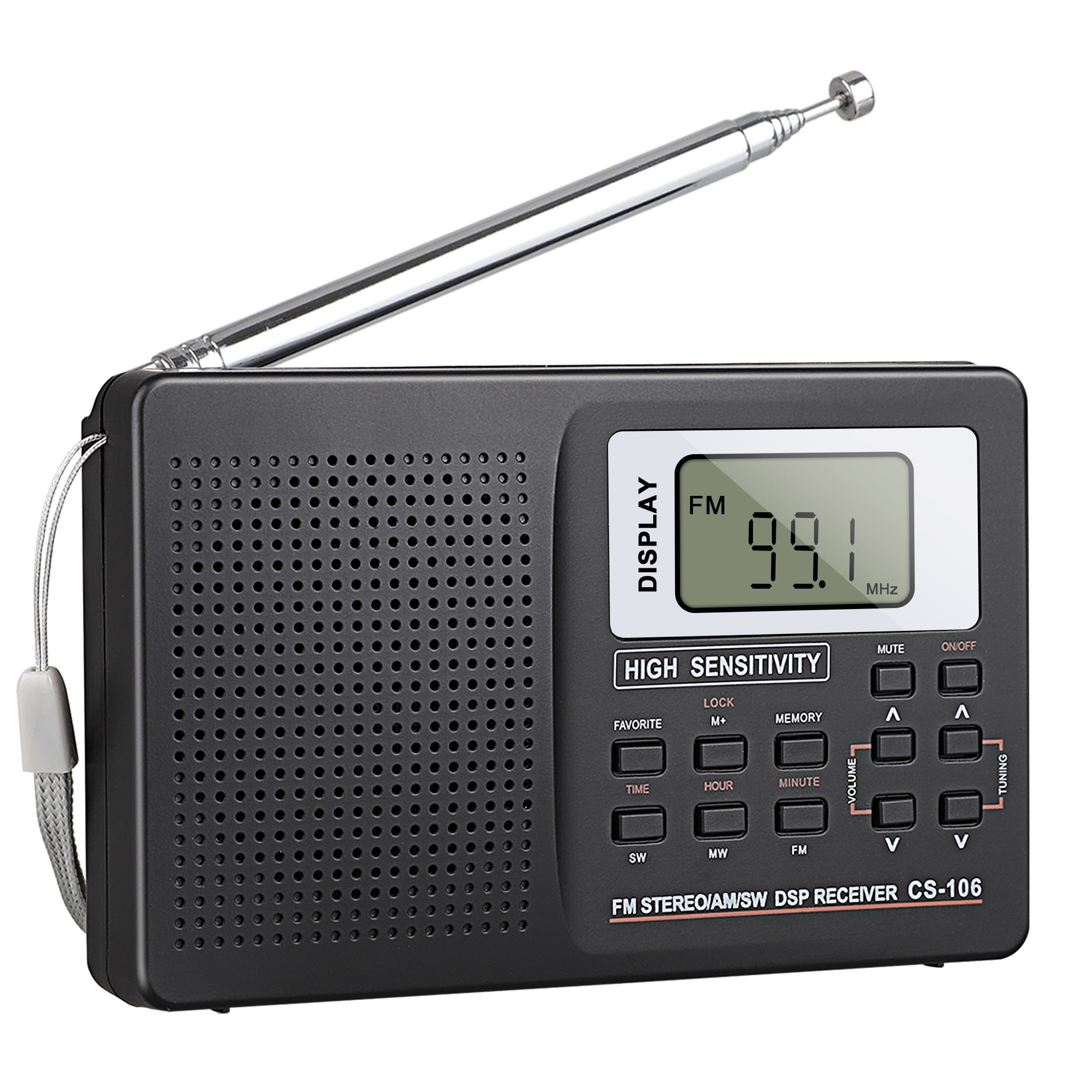 EEEkit CS-106 Battery Clock Pocket-Size Portable AM/FM Radio, Black ...