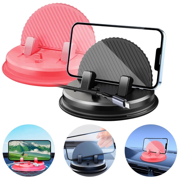 EEEkit Car Phone Holder, 360° Rotating Dashboard Mount for Smartphones & GPS, Washable Reusable Silicone Holder, Black