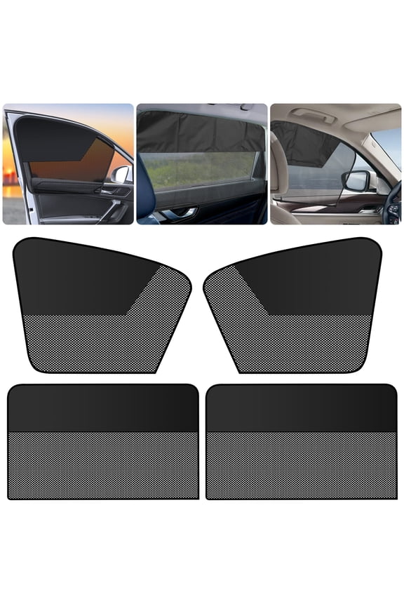 Car Window Shade, Magnetic Mesh Sun Shade Blocker, Glare Shield and UV Ray Protection, Black