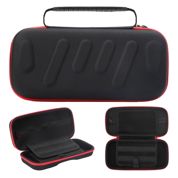 EEEkit Carrying Case Compatible withNintendo Switch 2, Hard EVA Travel Bag with 24 Game Card Slots and Accessory Storage, Red Zipper