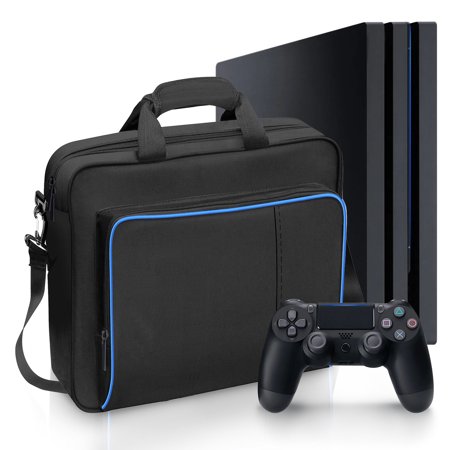 EEEkit Carrying Case Fit for PlayStation 4 Console, Controllers, Game Cards, PS4 Game Accessories, Protective Travel Shoulder Storage Bag Fit for PS5, Waterproof Portable Handbag, Black