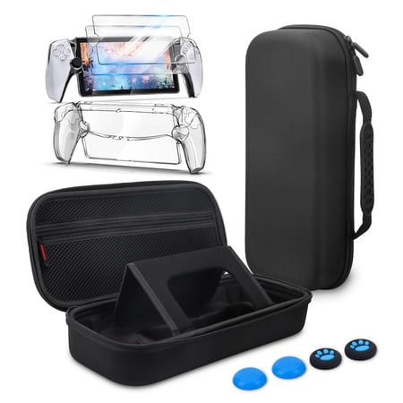 EEEkit Carrying Case Fit for PlayStation Portal with Protective Cover Case, Screen Protectors, 4 Thumb Grips, 10-in-1 Accessories Set Fit for PS5 Portal
