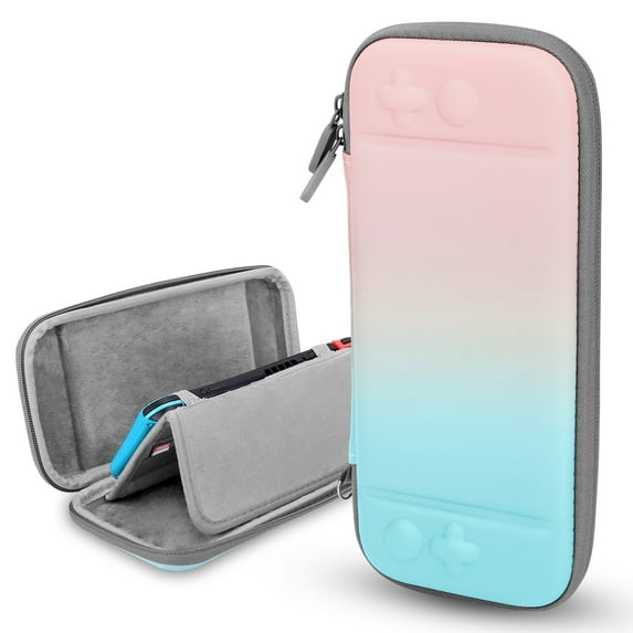 EEEkit Carrying Case Fit for Nintendo Switch/OLED, Portable Hard Shell Pouch, Travel Protective Bag with 10 Games Storage Slots, Stand