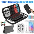 thumbnail image 1 of EEEkit Carrying Case Kit for Nintendo Switch OLED 2021, 10-in-1 Accessories Bundle Kit with Portable Travel Hard Bag with 10 Game Slots, Screen Protector, Thumbstick Caps, 1 of 9