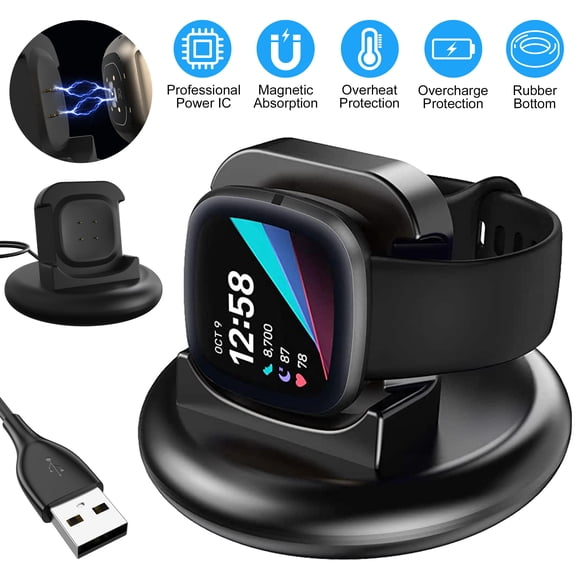 EEEkit Charger Dock Fit for Fitbit Versa 4/3 Sense 2/Sense Smartwatch, with Fast Charging 3.3ft USB Cable