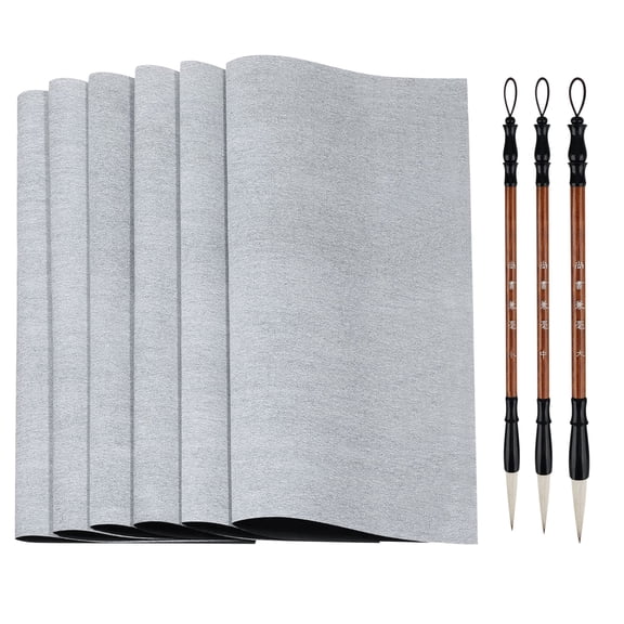 EEEkit Chinese Calligraphy Water Writing Set, Reusable Practice Cloth Kit with 6 Magic Writing Mats & 3 Brushes for Beginner Brush Pen Training