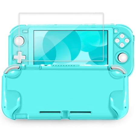 EEEkit Clear Cover Case Fit for Nintendo Switch Lite, Ultra Slim Hard Protective Shell Cover with Screen Protector, Thumb Grip Caps, Ergonomic Grip, Shockproof & Anti Scratch