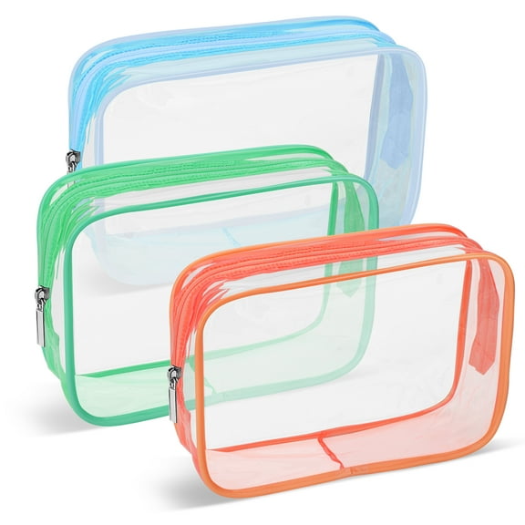 EEEkit Clear Makeup Bag, 3pcs Waterproof Transparent Toiletry Bags for Travel, 3 Color