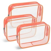 EEEkit Clear Makeup Bag, 3pcs Waterproof Transparent Toiletry Bags for Travel, Pink