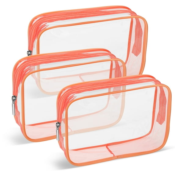 EEEkit Clear Makeup Bag, 3pcs Waterproof Transparent Toiletry Bags for Travel, Pink