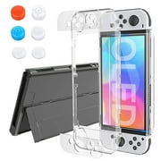 EEEkit Clear Protective Cover Case Fit for Nintendo Switch OLED Console and Joy-Con Controller 2021 with Screen Protector and 4 Thumbstick Cap