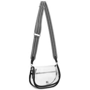 EEEkit Clear Zipper Cross Body Bag for Stadium Events, Clear Purse with Adjustable Strap, Black/Brown