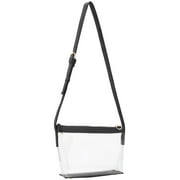 EEEkit Clear Zipper Cross Body Bag for Stadium Events, Clear Purse with Vegan Leather Trim, Black/Brown