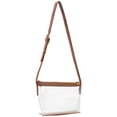 thumbnail image 1 of EEEkit Clear Zipper Cross Body Bag for Stadium Events, Clear Purse with Vegan Leather Trim, Black/Brown, 1 of 7