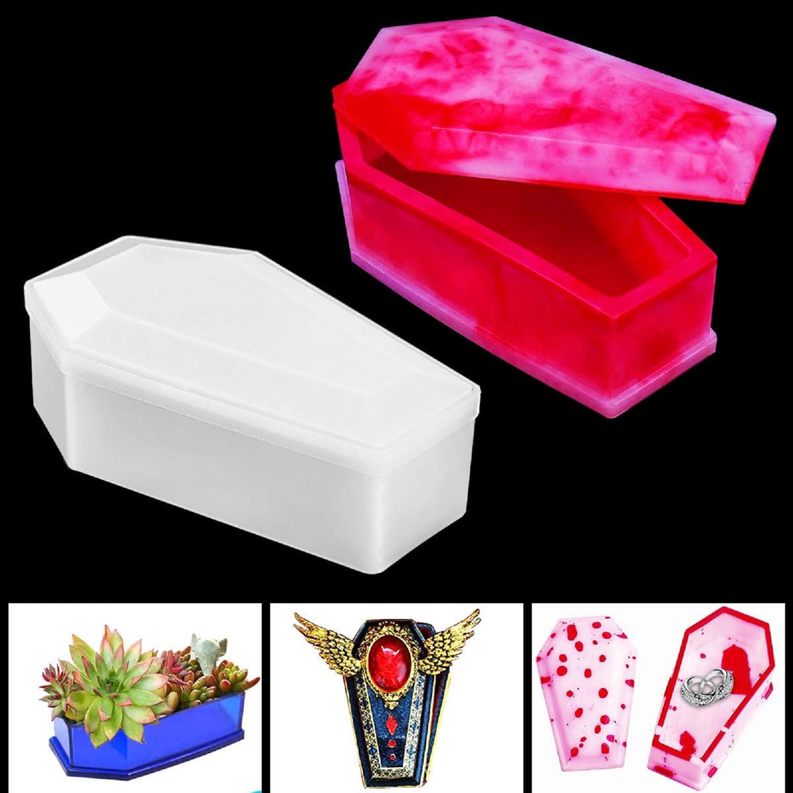 DIY Crystal Epoxy Resin Mold Rectangle Swing Table Resin Dried Flower  Filled Rectangle Silicone Mold