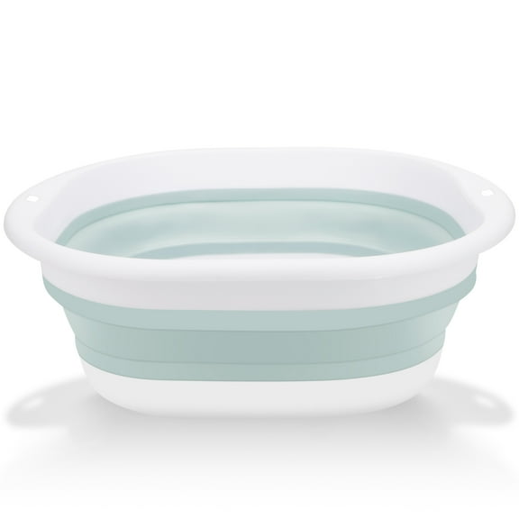 EEEkit Collapsible Dish Basin, Silicone Dish Washing Tub for Vegetable, Large, Blue