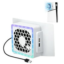 EEEkit Cooling Fan Fit for PS5 Slim, Siltent Back Plate Heatsink Fan with Adjustable Cooler Fan, RGB Lights, 2 USB HUB
