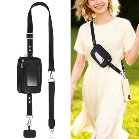 EEEkit Crossbody Phone Strap with RFID Wallet, Removable Wristlet Phone Lanyard with Zipper Pouch, Adjustable Universal Cell Phone Strap for All Smartphones