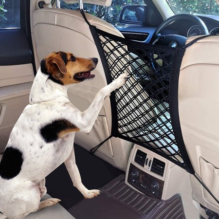 EEEkit Dog Car Net Barrier Back Seat Pet Barrier Auto Safety Mesh Organizer Universal Stretchable Storage Bag Pet Disturb Stopper for Driving Safely with Children and Pets, Black