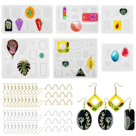 EEEkit Epoxy Resin Molds, Jewelry Making Molds Kit for Earrings Pendant Keychain, DIY Crafting