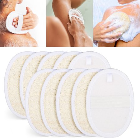 EEEkit Exfoliating Loofah Sponge Pads, Natural Luffa Body Scrubber for Men Women Bath Shower Spa - 10Pcs