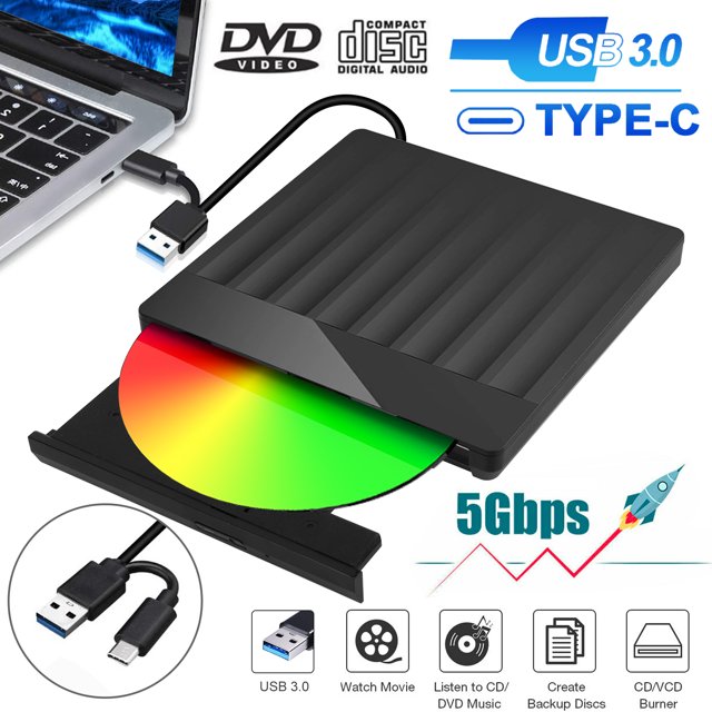 EEEkit External CD DVD Drive Burner USB 3.0 TypeC Portable CD/DVD ROM