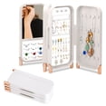 thumbnail image 1 of EEEkit Foldable Jewelry Storage Box with Mirror, 4-Sided Clear Earring and Necklace Holder Stand for Women, 1 of 7
