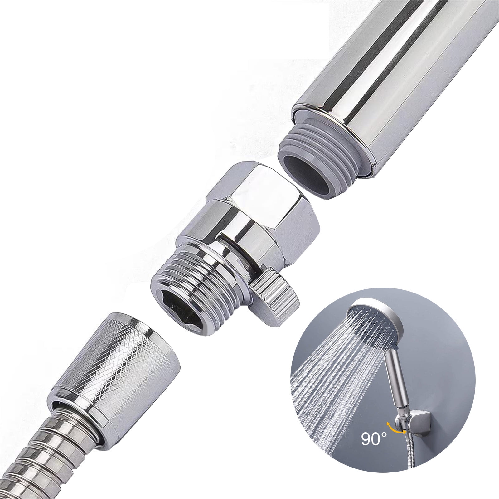 EEEkit Full Brass G1/2 Flow Quick Control Shut OFF Valve Shower Head Hand  Water Saver, Silver - Walmart.com