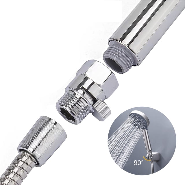 EEEkit Full Brass G1/2" Flow Quick Control Shut OFF Valve Shower Head Hand Water Saver, Silver