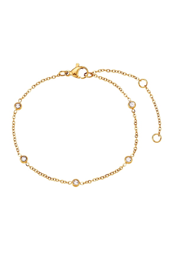 Gold Plated Beaded Bracelet, Mini Micro Inlaid 5 Small Ball Bracelet for Women, Stylish Chain Bracelet, Great Gift For Women