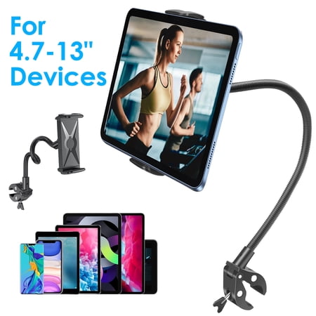 EEEkit Flexible Gooseneck Tablet Phone Holder, Clamp Mount for Bike, Peloton, Treadmill, Compatible with 4-13" iPad, iPhone