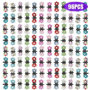 EEEkit Hair Claw Clips, 96pcs Mini Hair Clips No-Slip Grip Jaw Clips Glitter Teeth Clip, Hair Bangs Pin Crystal Rhinestone Metal Clamps Mix Colored Flower Hair Accessories for Women Girls