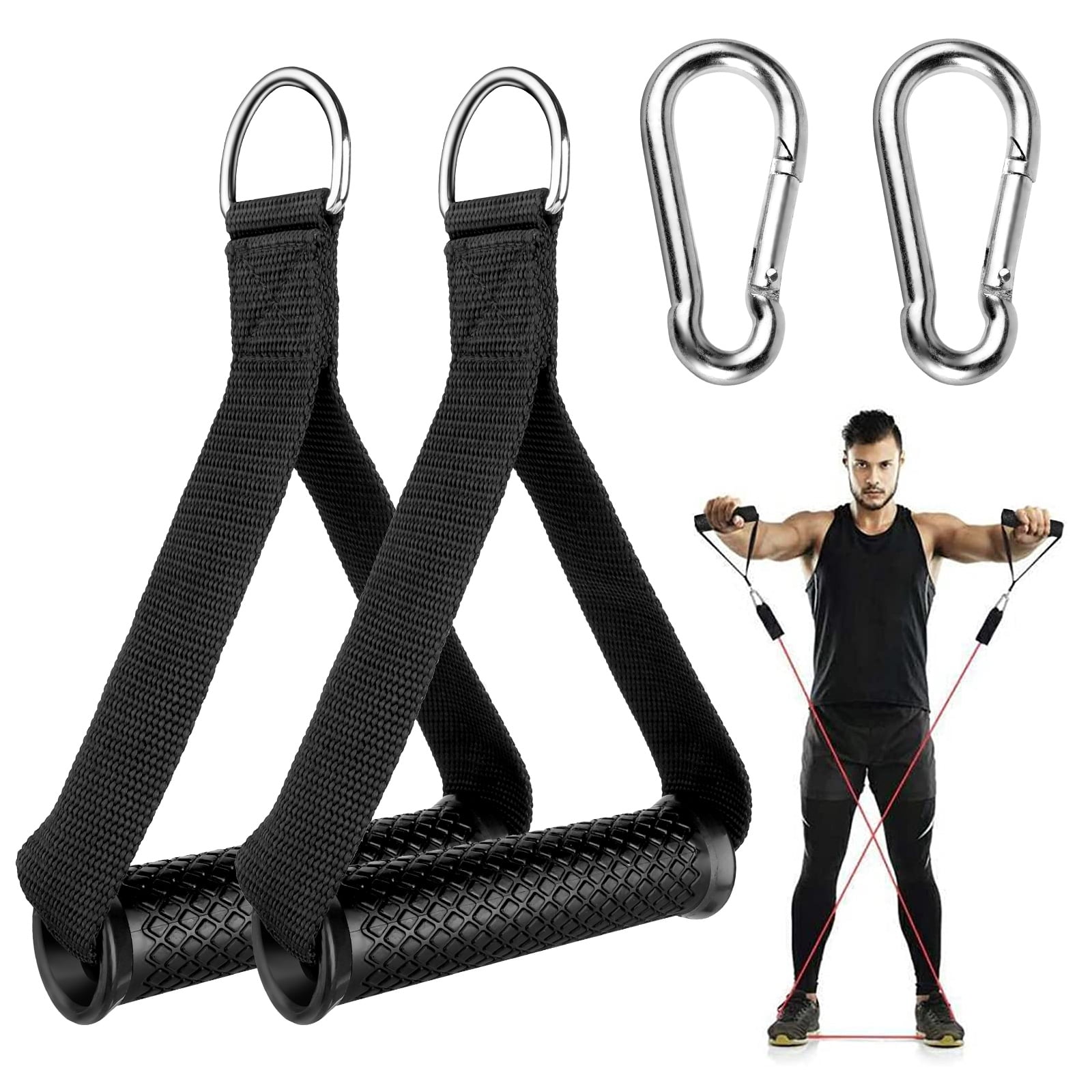 EEEkit Heavy Duty Exercise Handles for Gym, Wide Nonslip Padded Grip