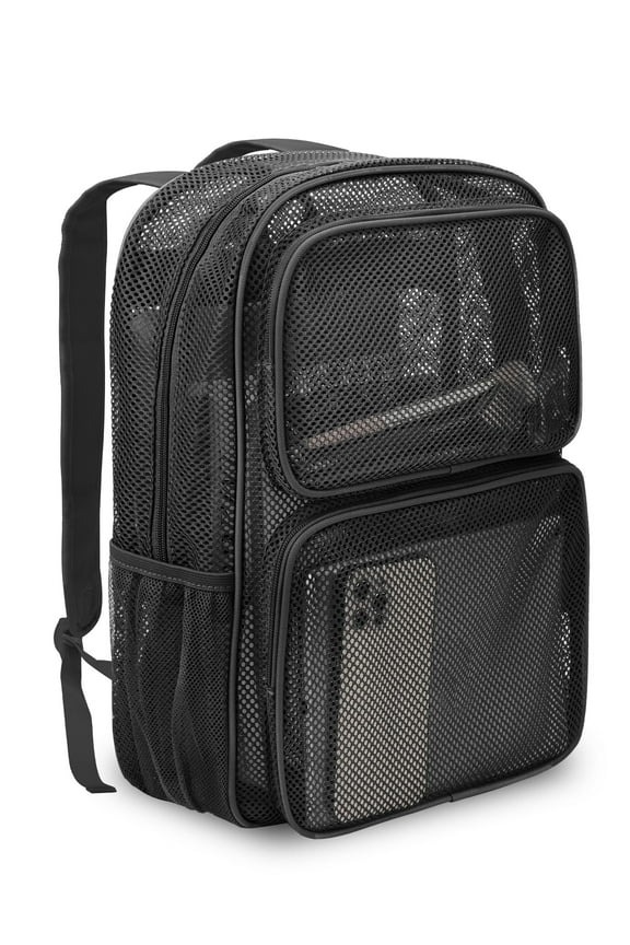 Heavy Duty Mesh Backpack, See Through College Backpack with Padded Shoulder Straps