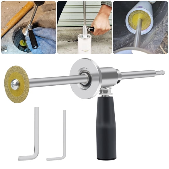 EEEkit Inside PVC Pipe Cutter with Diamond Grit Wheel, 7" Adjustable Depth for 1-1/2"8" PVC, 1/4" Hex Shank for Drill Drivers