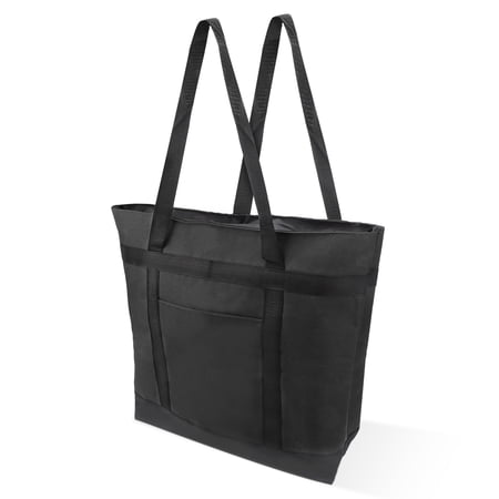 EEEkit Insulated Cooler Bag, Large Reusable Grocery Tote Bag with Zippered, Food Delivery Bag for Shopping Picnics Travel Beach Camping, Black