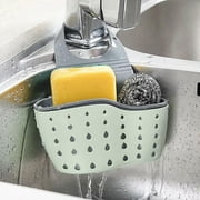 EEEkit Kitchen Hanging Sponge Holder, Adjustable Sink Caddy Organizer Liquid Drainer Brush Rack for Scrubber Dish Brush
