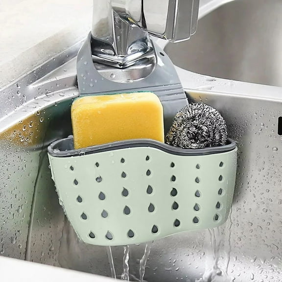EEEkit Kitchen Hanging Sponge Holder, Adjustable Sink Caddy Organizer Liquid Drainer Brush Rack ​for Scrubber Dish Brush