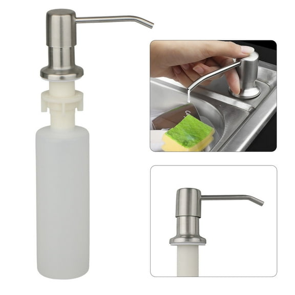 EEEkit Kitchen Sink Soap Dispenser, 300ml Built in Sink Soap Dispenser for Kitchen Sink Sturdy Modern Brushed Nickel Kitchen Sink Countertop Hand Liquid Dish Built Soap Dispenser, 360Rotating Pump