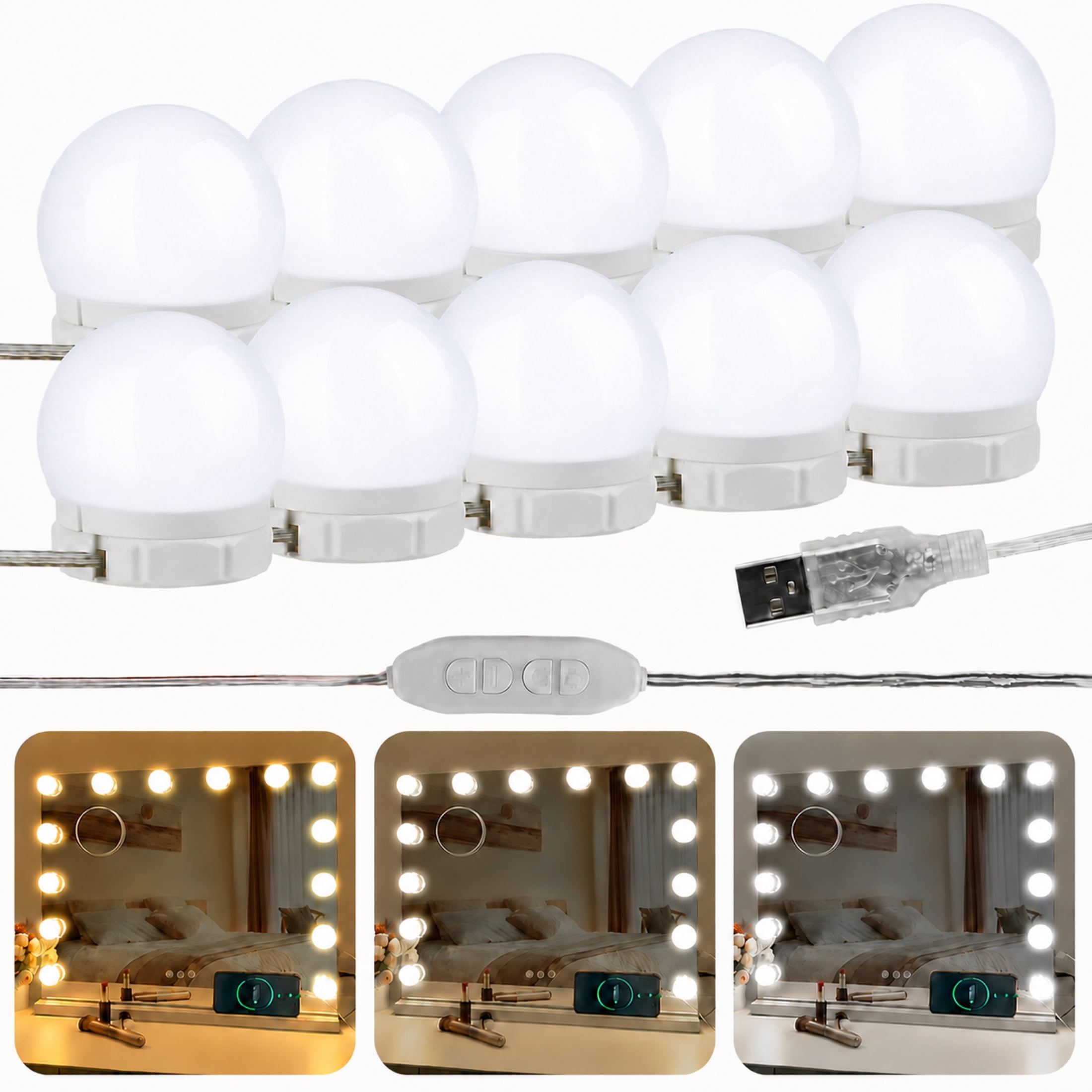 EEEkit LED Vanity Lights for Mirror, Hollywood Lighted Makeup Mirror Light, Dimmable Light